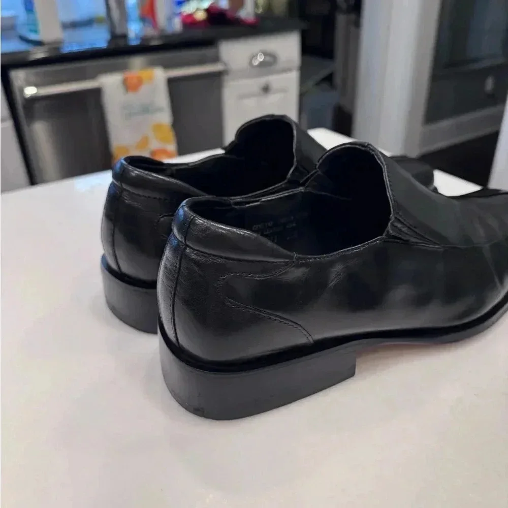 Giorgio Brutini Private Collection Black Leather Slip On Loafers 11 M ITALY